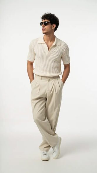Casual Men's Short Sleeve Knit Polo Shirt