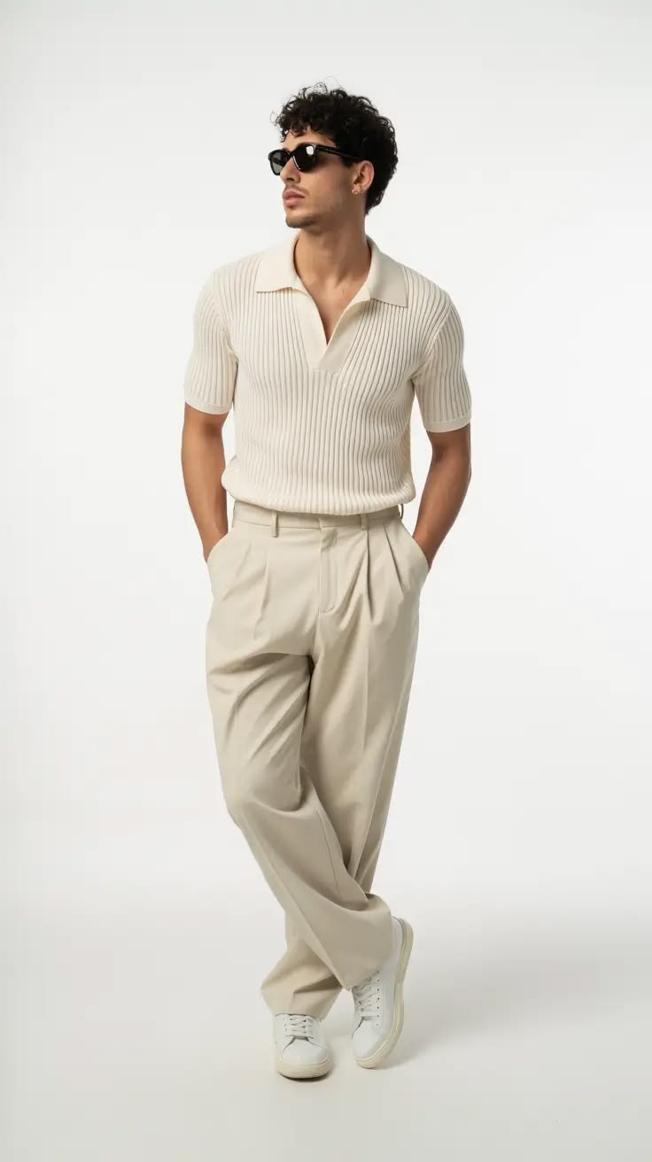 Casual Men's Short Sleeve Knit Polo Shirt