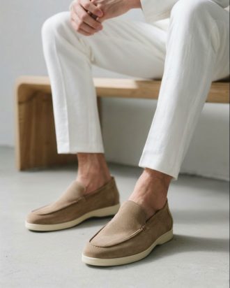 Tan Suede Slip-On Moccasins