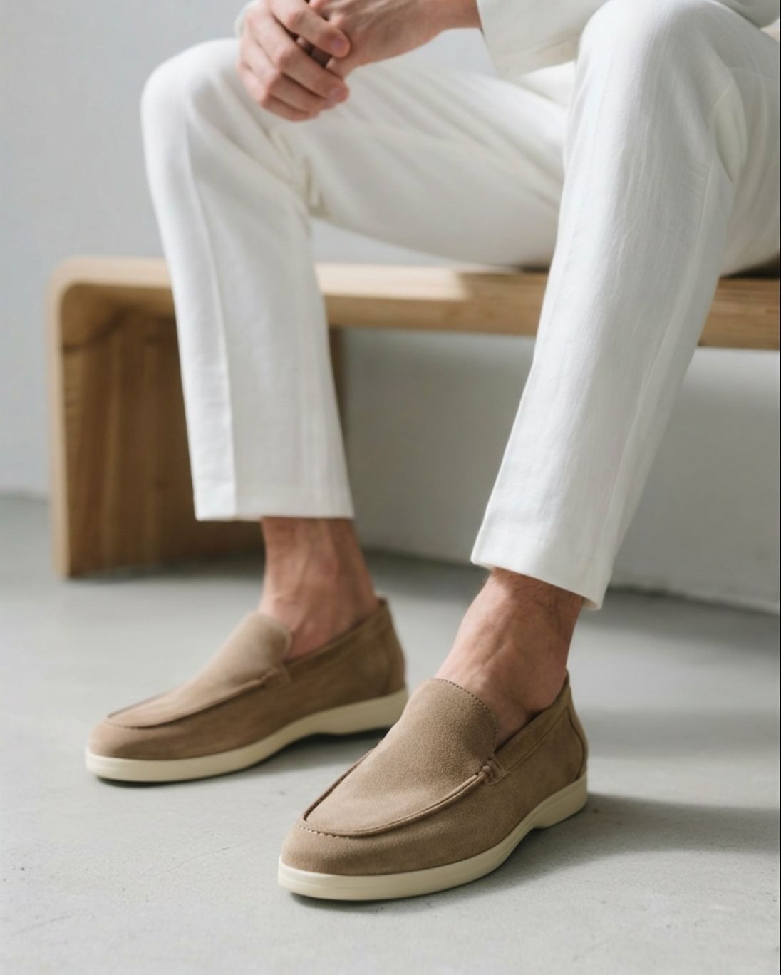 Tan Suede Slip-On Moccasins
