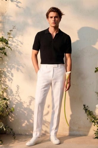 Textured Knit Men's Polo Top
